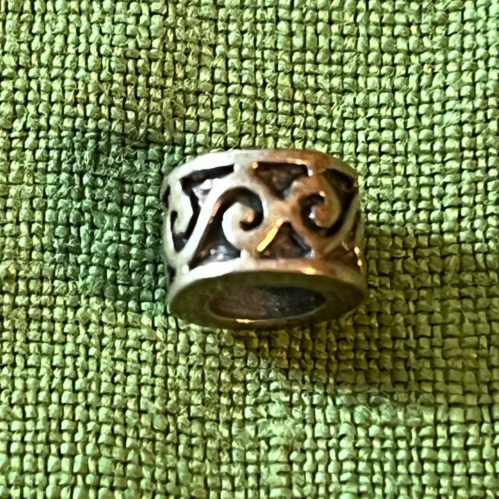 Pandora silver wave pattern charm, 1/4” x 1/4”, bead style charm, never worn